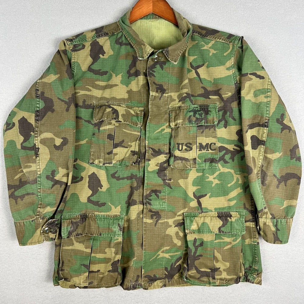 VTG ERDL‎ Highland Camo Jungle Jacket Shirt Fits M Ripstop USMC Military 70s/80s